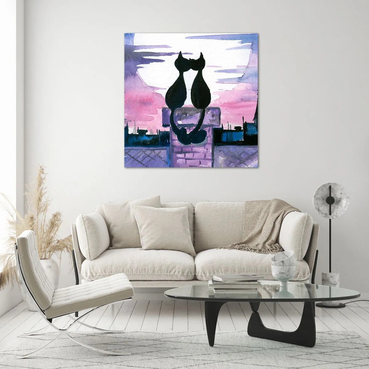 Obraz na szkle - Rendez-vous pod księżycem - 70x70 cm