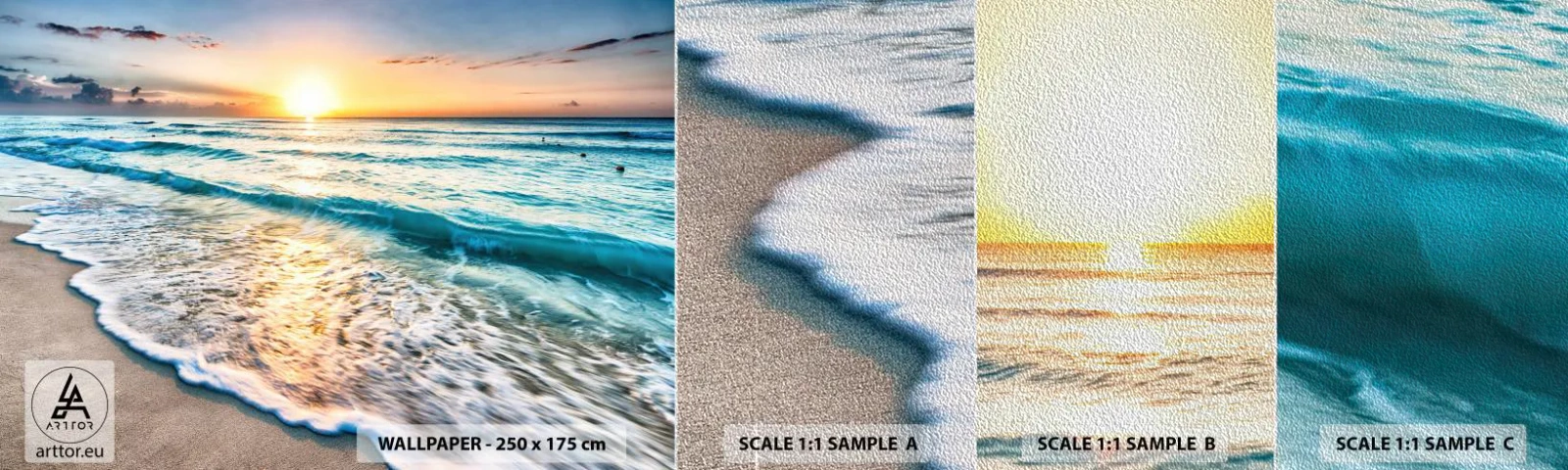 Fototapeta Próbka Premium Sand - Widok wart zachodu - Krajobraz, Plaża, Zachód Słońca - 100x30 cm