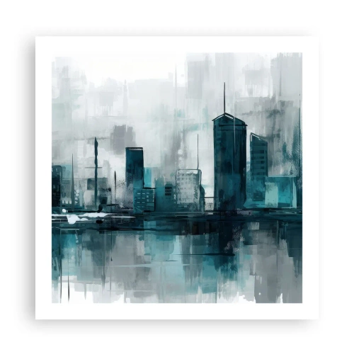 Plakat - Miasto w kolorze deszczu - 60x60 cm