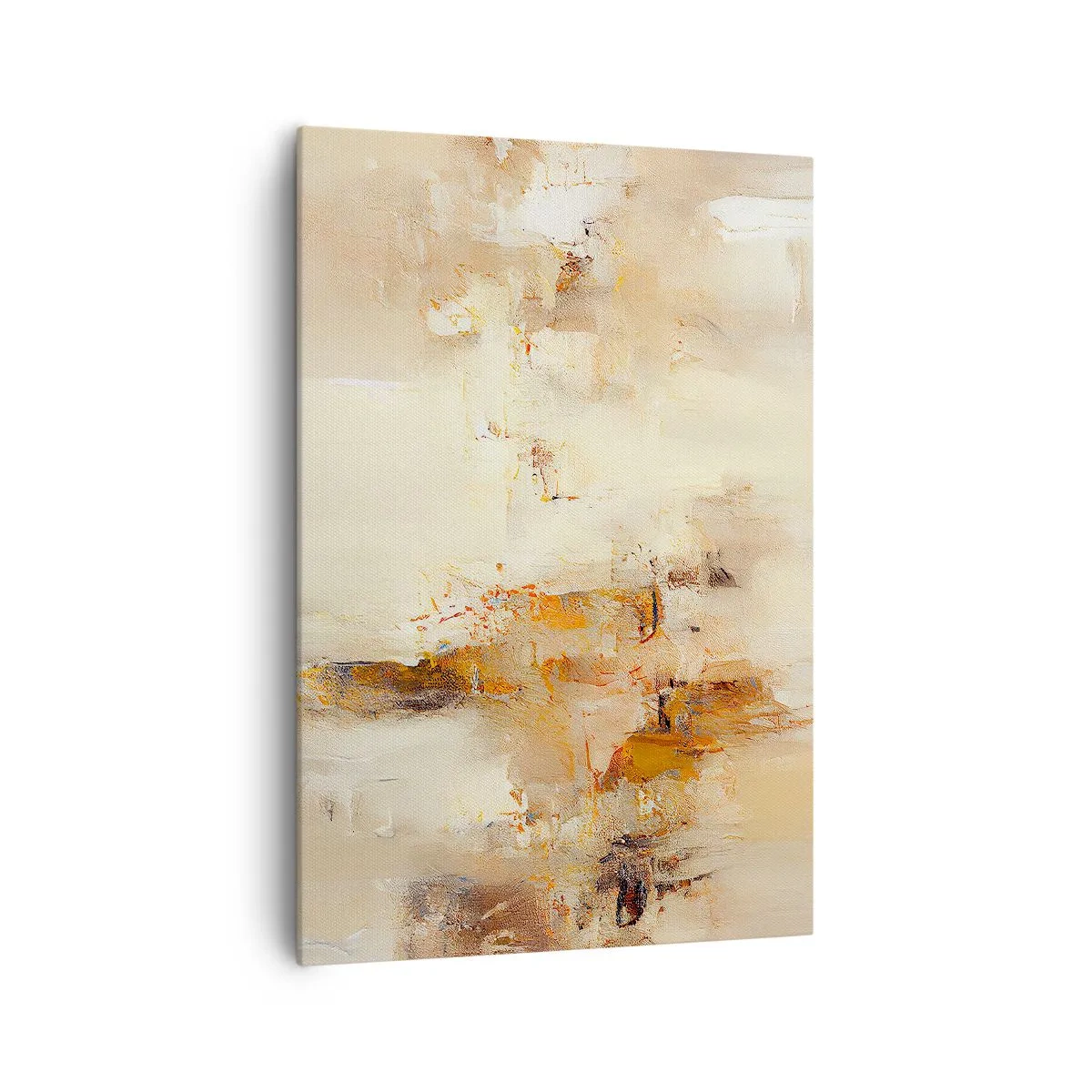 Obraz na płótnie - Abstrakcyjna kompozycja w ciepłych odcieniach żółci i brązu - 70x100cm - Dusza bursztynu - Nowoczesna dekoracja ścienna do salonu i sypialni ARTTOR