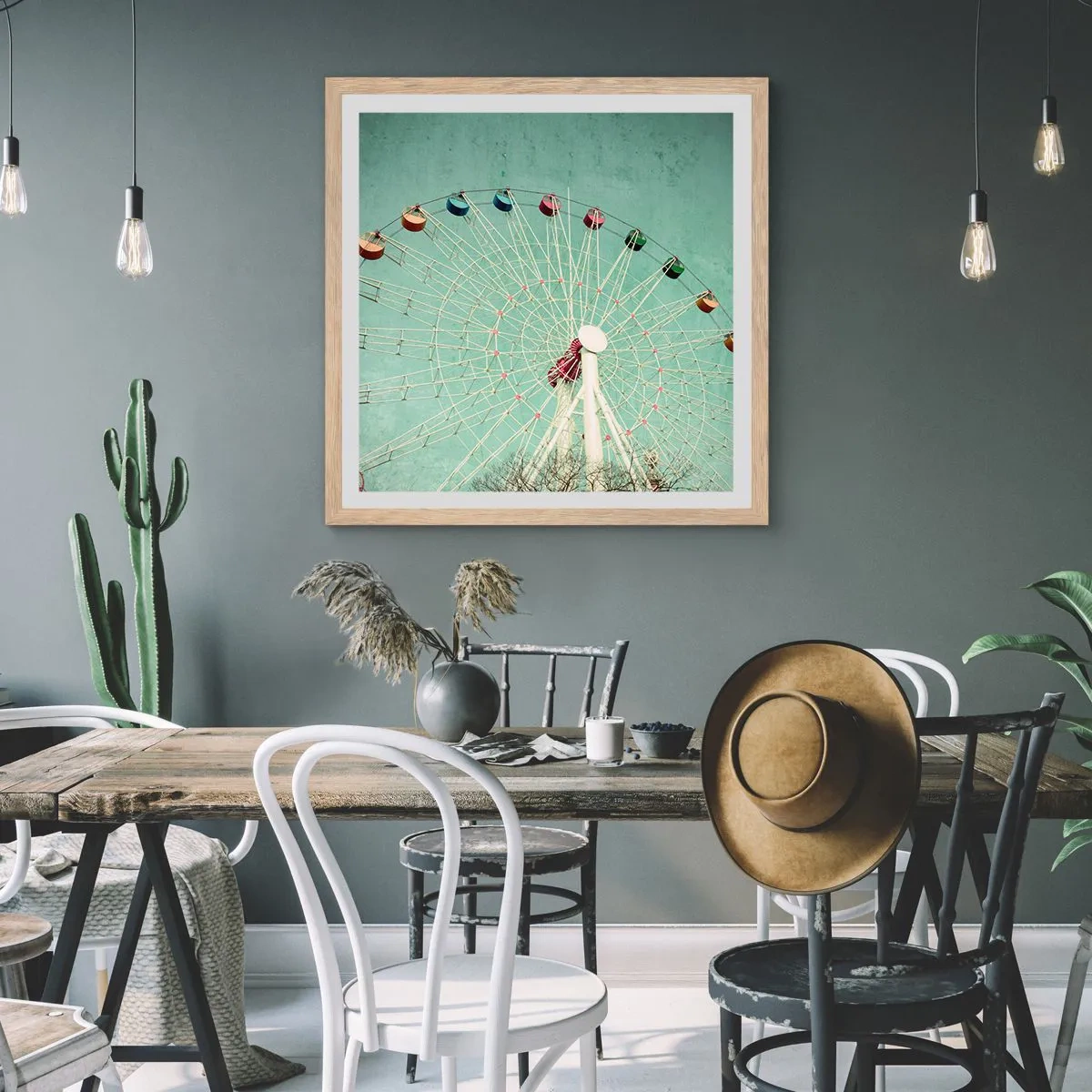 Plakat w ramie jasny dąb - Zapraszamy do zabawy - 50x50 cm