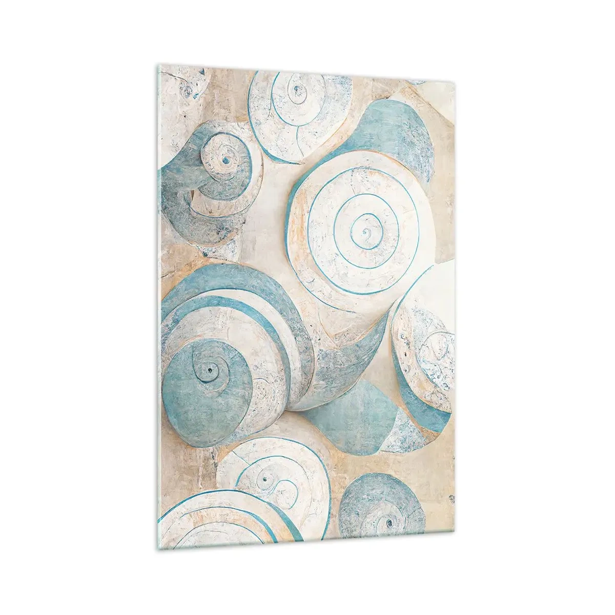 Obraz na szkle - Abstrakcyjne muszle w pastelowych odcieniach - 70x100cm - Co kryje muszla? - Nowoczesna dekoracja ścienna do salonu i sypialni ARTTOR