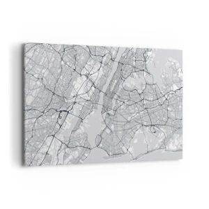 Obraz na płótnie - Mapa miasta w minimalistycznym stylu na szarym tle - 120x80cm - Anatomia metropolii - Nowoczesna dekoracja ścienna do salonu, kuchni i sypialni ARTTOR