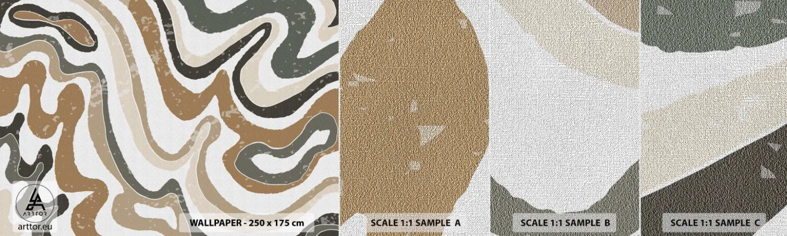 Fototapeta Próbka Premium Canvas - Meandry barw ziemi - Abstrakcja, Sztuka, Boho - 100x30 cm