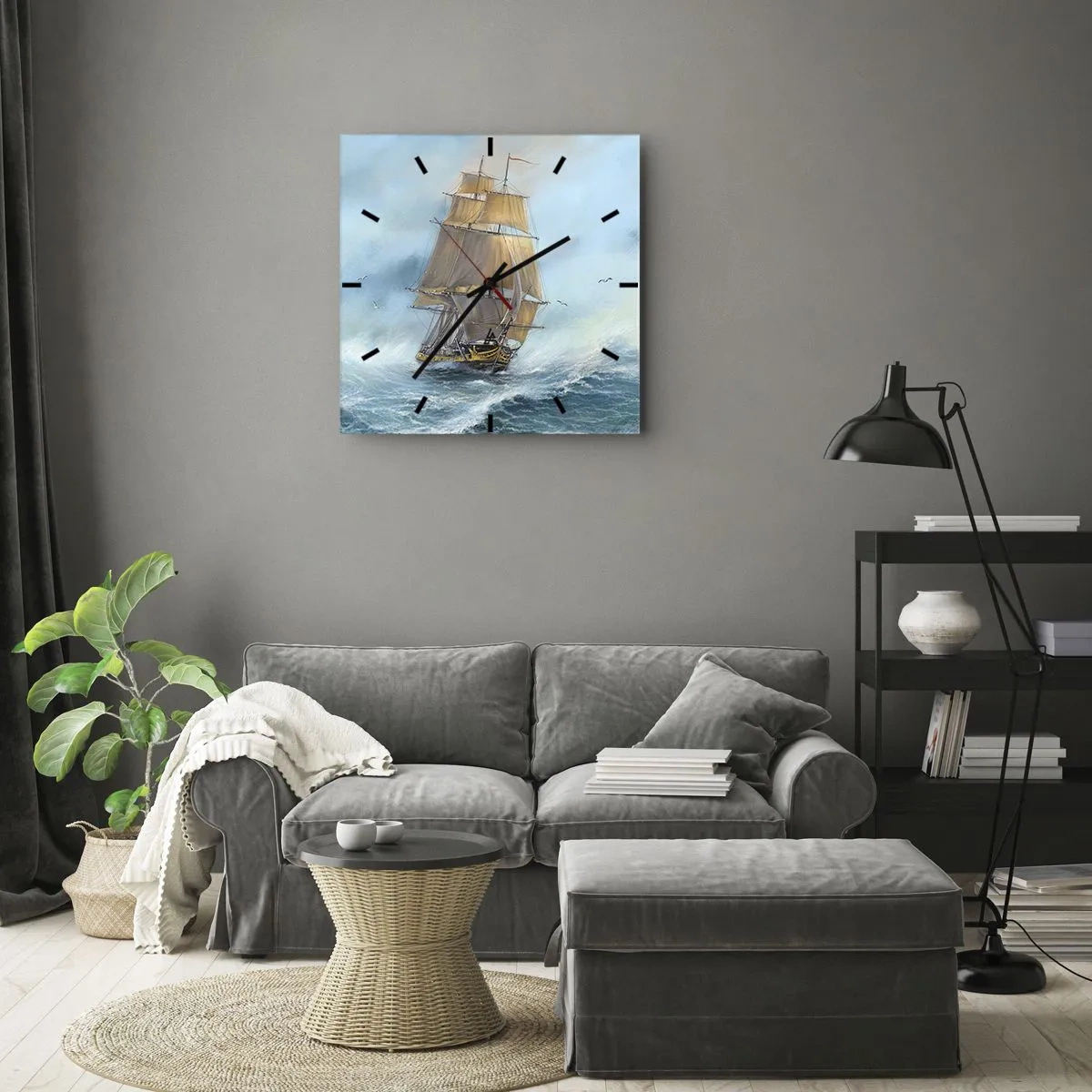 Zegar ścienny - Mknący po falach - 40x40 cm