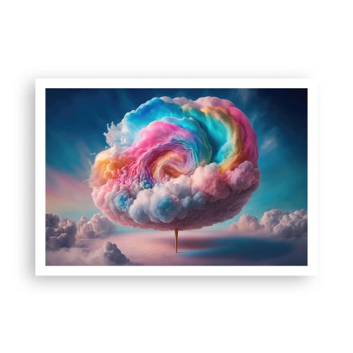 Plakat - Chmura w kształcie spirali w pastelowych barwach na niebie - 100x70cm - Sen o wesołym miasteczku - Nowoczesna dekoracja ścienna do salonu i sypialni ARTTOR