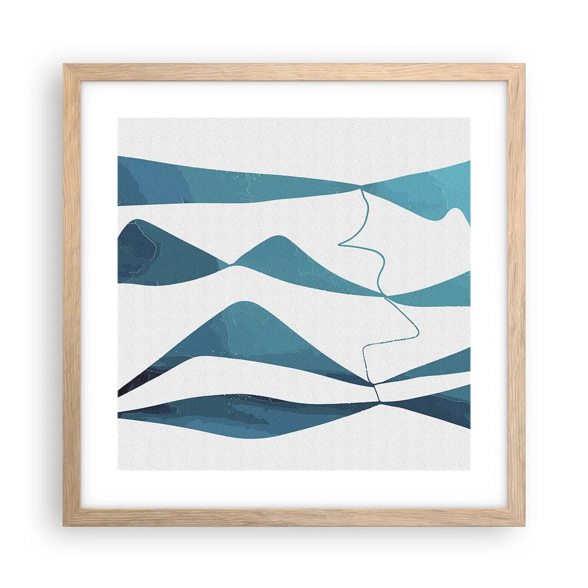 Plakat w ramie jasny dąb - Abstrakcja: turkusowy związek - 40x40 cm