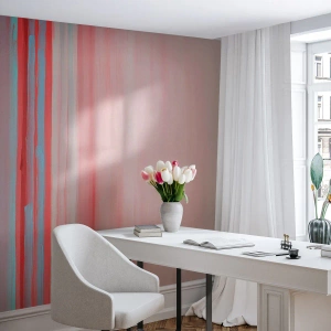 Fototapeta Premium Sand - Kolorowe pionowe pasy w pastelowych odcieniach świtu - 100x70cm - Abstrakcja o świcie - Nowoczesna dekoracja ścienna do salonu, kuchni i sypialni ARTTOR