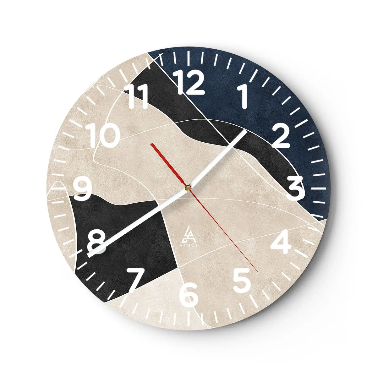 Zegar ścienny - Kompozycja abstrakcyjna – kontrast barw - 40x40 cm