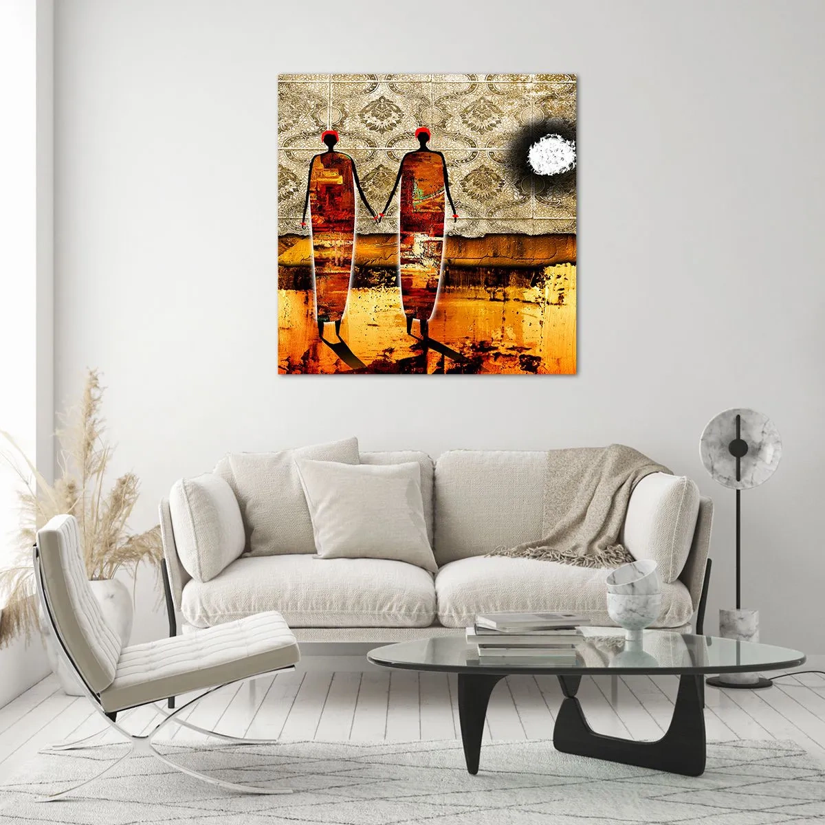 Obraz na szkle - Kompozycja etniczna w kolorach Afryki - 30x30 cm