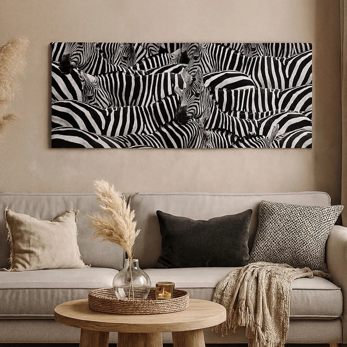 Obraz na płótnie - Portret zbiorowy w paski - 100x40 cm