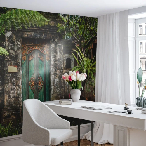 Fototapeta Samoprzylepna Deluxe Sticker - Drzwi do egzotycznego świata - Drzwi Z Ornamentem, Architektura, Tajemnica - 450x315 cm