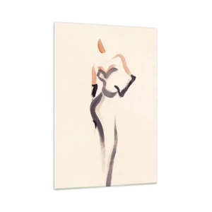 Obraz na szkle - Minimalistyczna sylwetka kobiety w eleganckiej sukni - 70x100cm - Ze złotych lat Hollywood - Nowoczesna dekoracja ścienna do salonu i sypialni ARTTOR