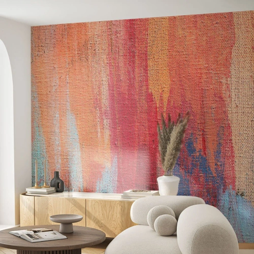 Fototapeta Premium Canvas - Kolorowe abstrakcyjne pociągnięcia pędzla - 100x70cm - Spłynąć tęczą - Nowoczesna dekoracja ścienna do salonu i sypialni ARTTOR