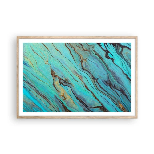 Plakat w ramie jasny dąb - Turkusowy przypływ - 91x61 cm