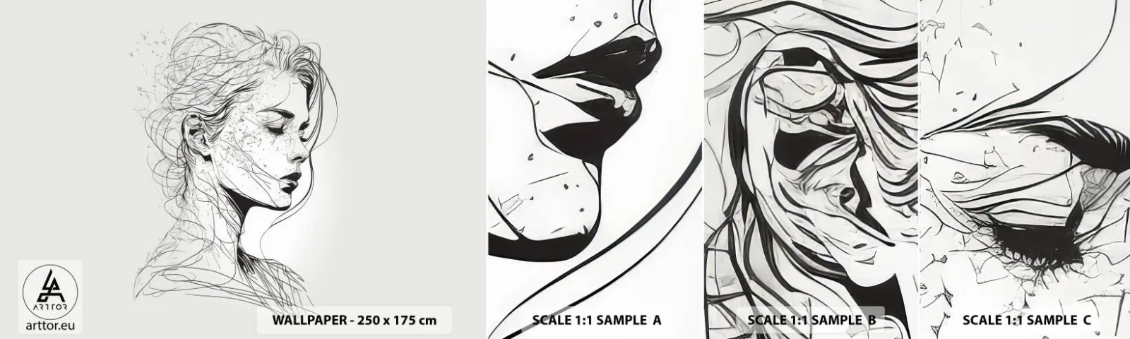 Fototapeta Próbka Standard Eco - Portret w zamyśleniu - Kobieta, Portret, Kreska - 100x30 cm