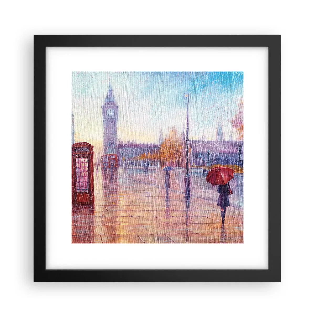 Plakat w czarnej ramie - Londyński jesienny dzień - 30x30 cm