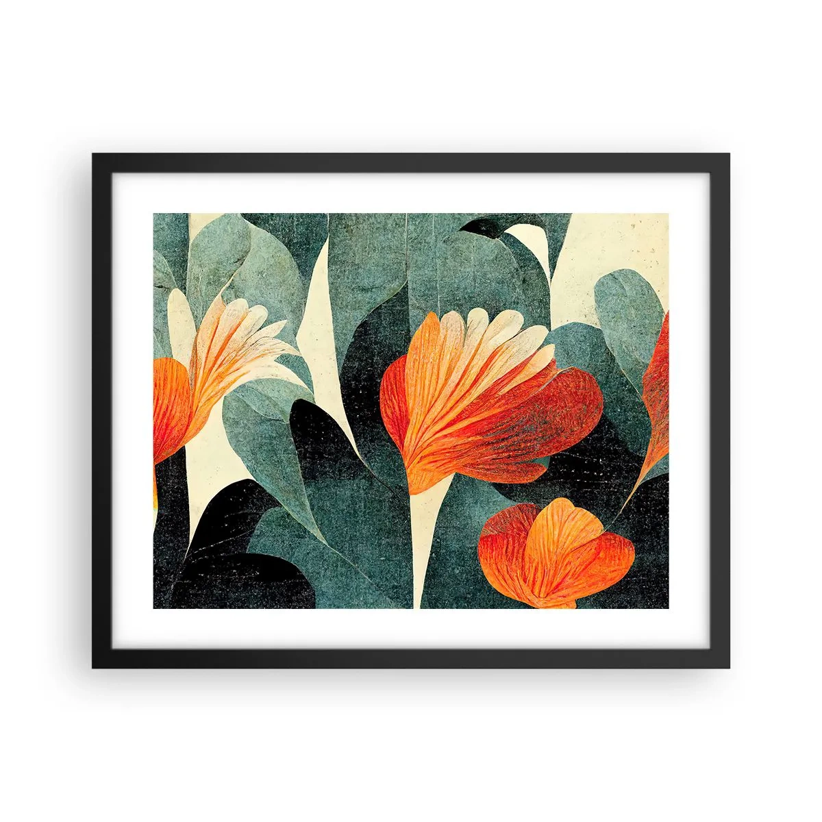 Plakat w czarnej ramie - Żar tropików i chłód zieleni - 50x40 cm