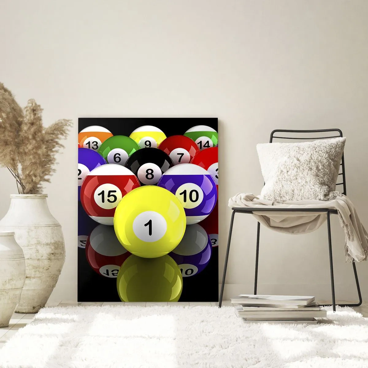 Obraz na szkle - Kolorowe bile bilardowe ułożone na czarnym tle - 50x70cm - Różne barwy gry - Nowoczesna dekoracja ścienna do salonu, kuchni i sypialni ARTTOR