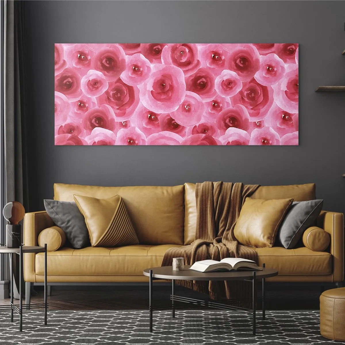 Obraz na szkle - Róże na dole i na górze - 100x40 cm