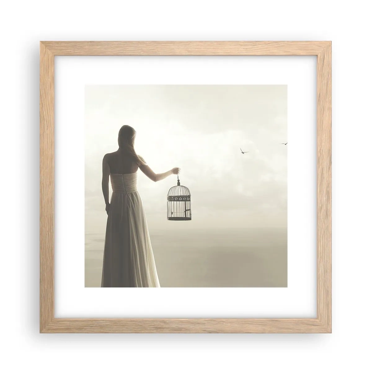 Plakat w ramie jasny dąb - Bądź wolna - 30x30 cm