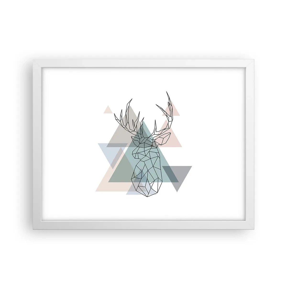 Plakat w białej ramie - W geometrycznym lesie - 40x30 cm