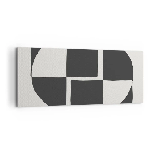 Obraz na płótnie - Abstrakcyjne kształty geometryczne w czerni i bieli - 120x50cm - Antyteza – synteza - Nowoczesna dekoracja ścienna do salonu i sypialni ARTTOR