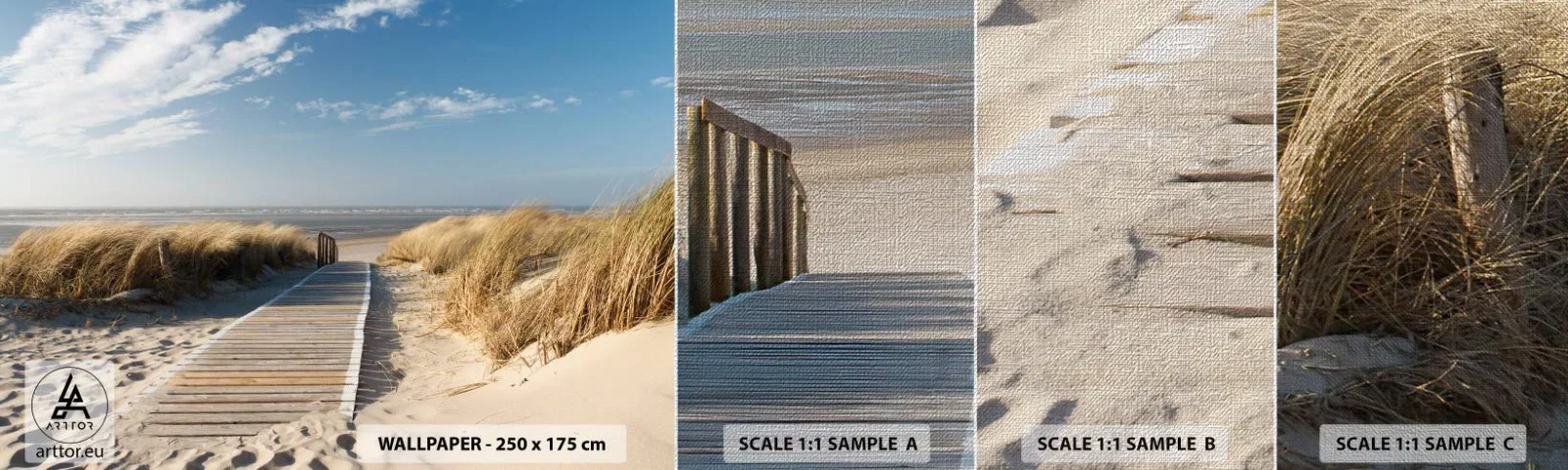 Fototapeta Próbka Premium Canvas - Za wydmą, w szumie traw - Krajobraz, Morze, Plaża - 100x30 cm