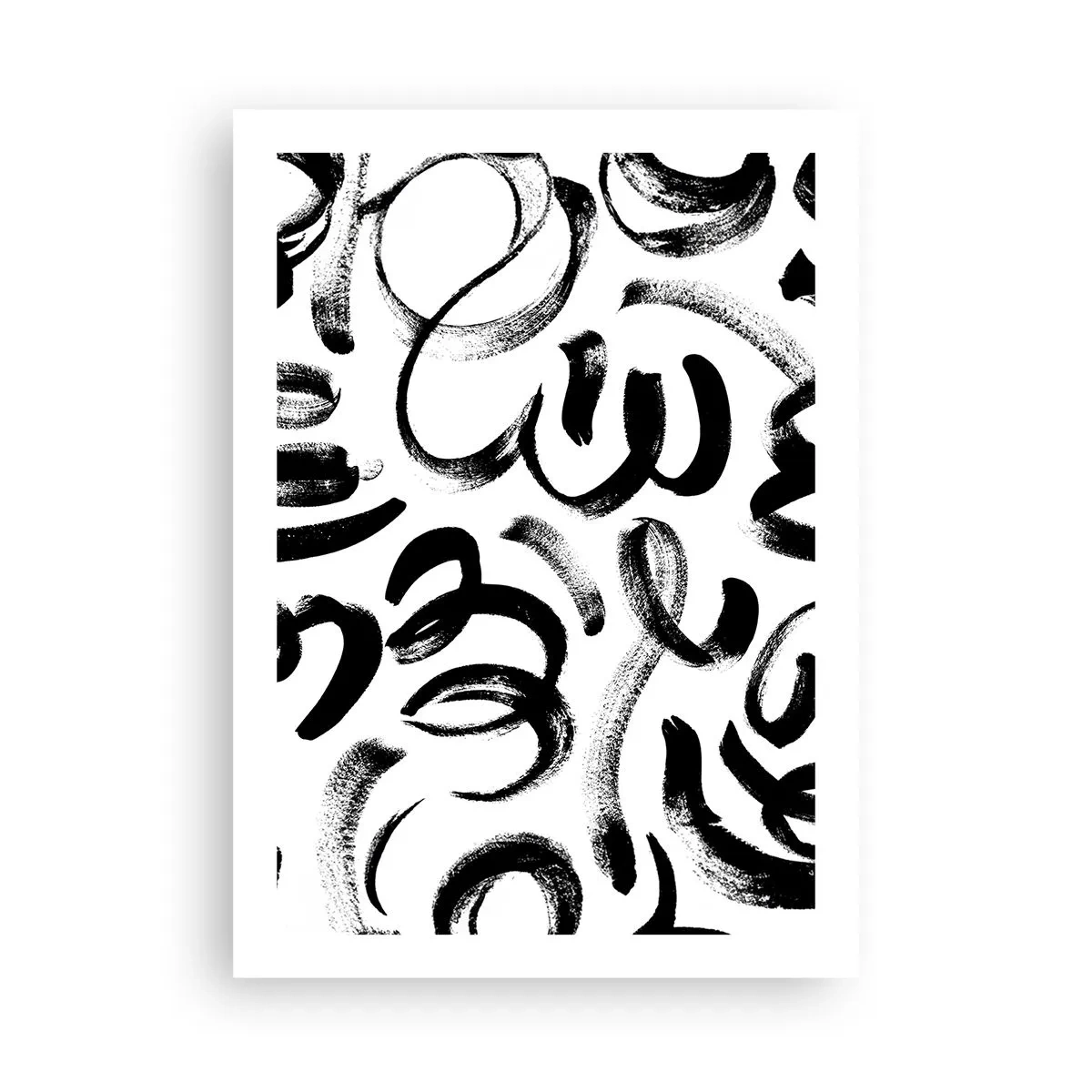 Plakat - Abstrakcyjne czarne pociągnięcia pędzlem na białym tle - 50x70cm - Czarno na białym - Nowoczesna dekoracja ścienna do salonu, kuchni i sypialni ARTTOR