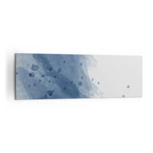 Obraz na płótnie - Abstrakcyjne plamy i smugi w odcieniach niebieskiego - 160x50cm - Niebieski tiul - Nowoczesna dekoracja ścienna do salonu i sypialni ARTTOR