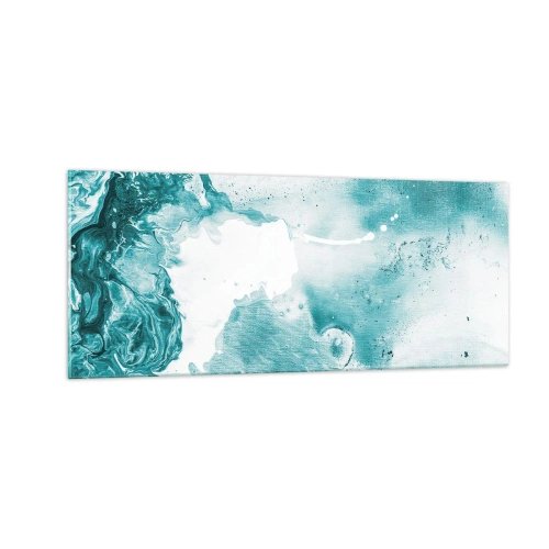 Obraz na szkle - Rozlewiska błękitu - 100x40 cm