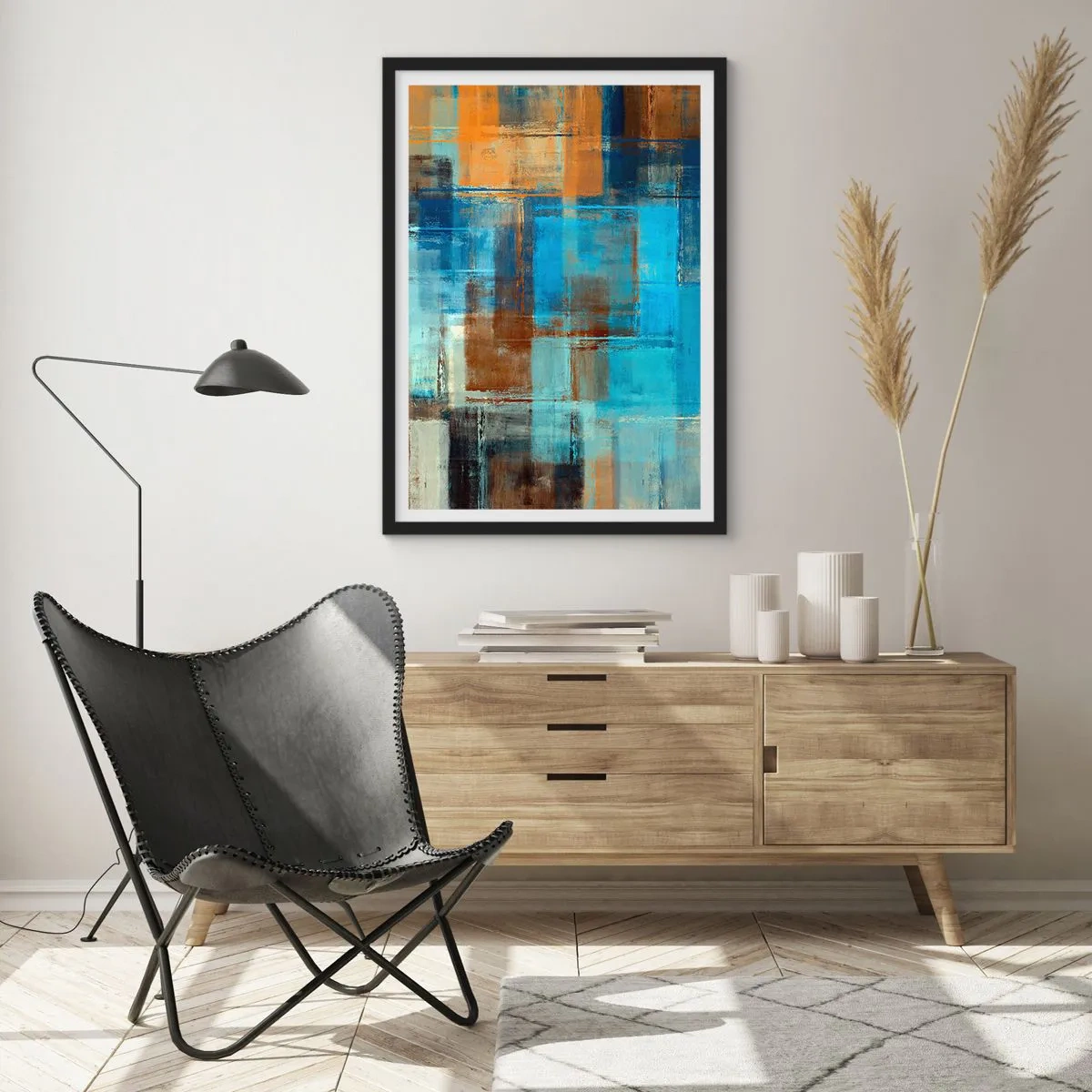 Plakat w czarnej ramie - Przez błękitną zasłonę - 40x50 cm