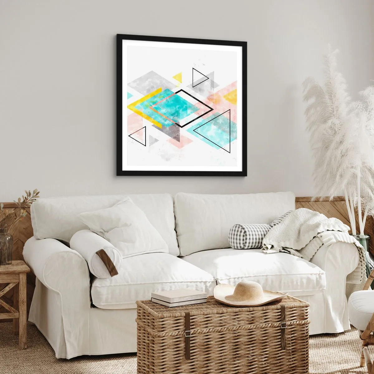 Plakat w czarnej ramie - Igraszka geometryczna - 30x30 cm