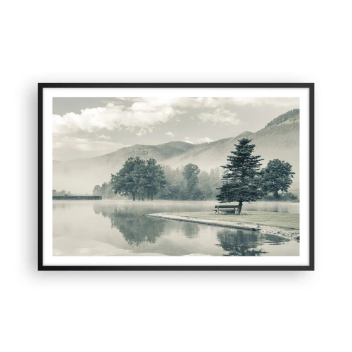 Plakat w czarnej ramie - Jezioro jeszcze śpi - 91x61 cm