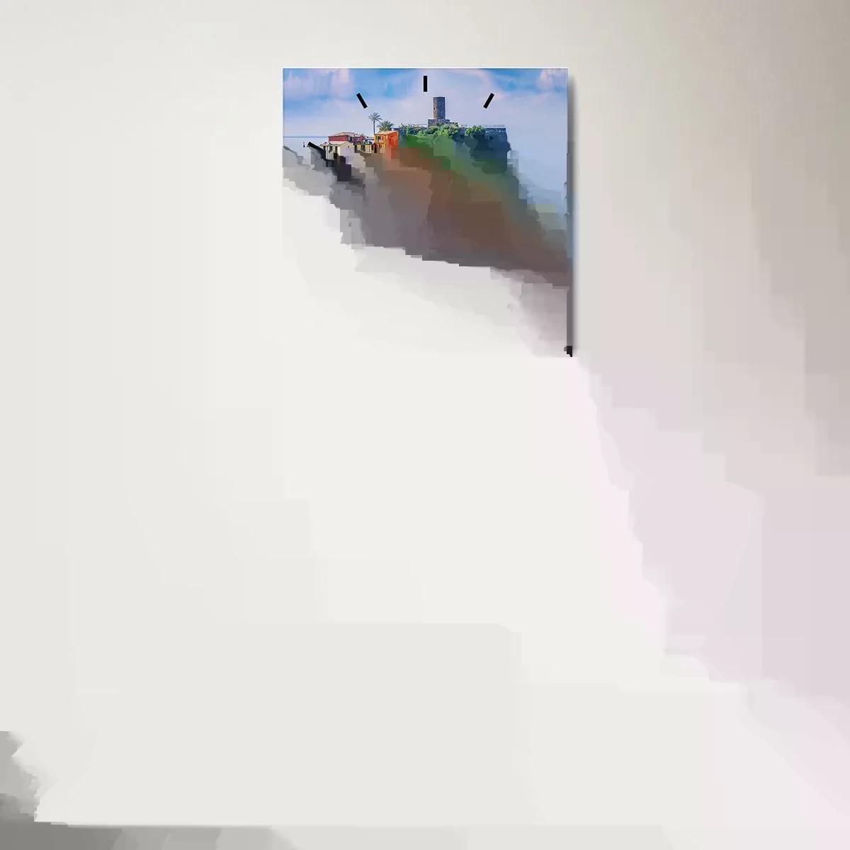 Zegar ścienny - Śródziemnomorskie magiczne miasteczko - 40x40 cm