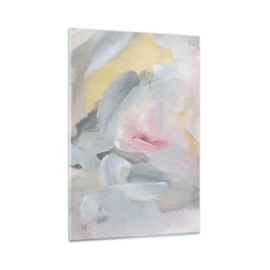 Obraz na szkle - Abstrakcyjne pastelowe pociągnięcia w odcieniach różu i szarości - 80x120cm - W pastelowym świecie - Nowoczesna dekoracja ścienna do salonu i sypialni ARTTOR