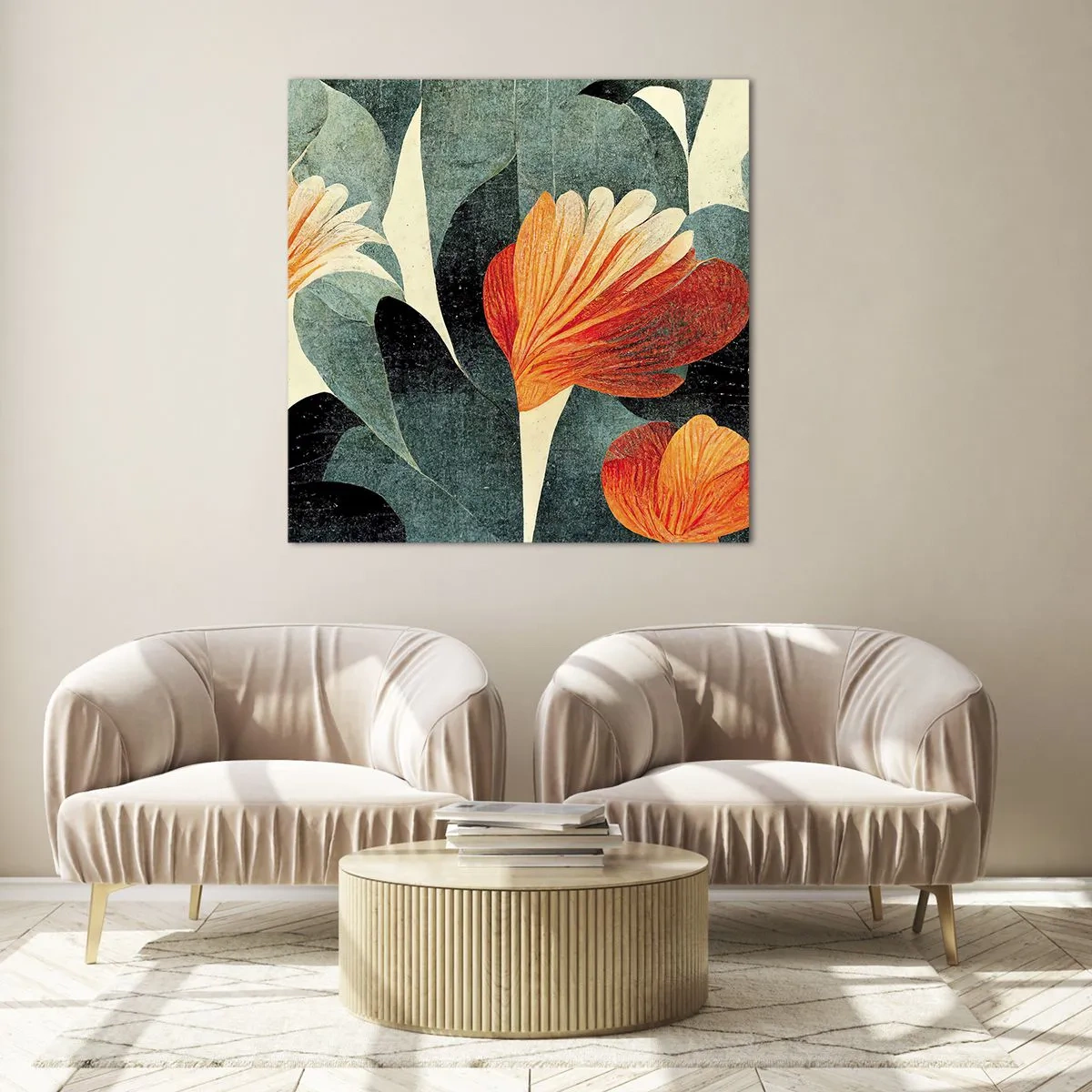 Obraz na szkle - Żar tropików i chłód zieleni - 60x60 cm