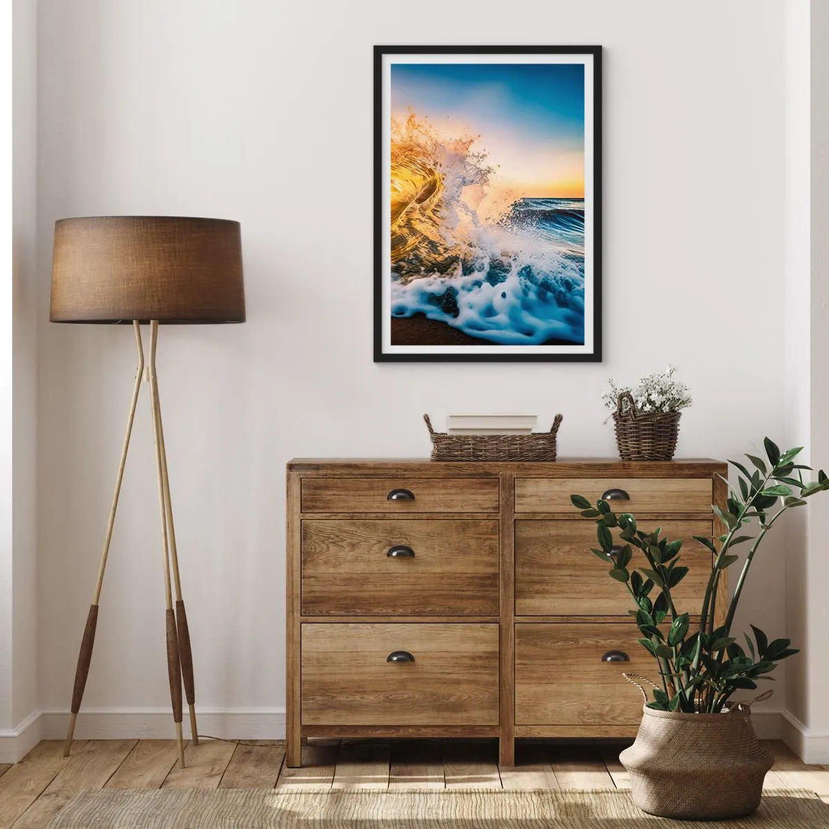 Plakat w czarnej ramie - Zabawa na piasku - 70x100 cm