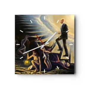Zegar ścienny - Symboliczna scena drogi do światła przez zniszczone schody - 30x30cm - Dantejska wędrówka ku światłu - Nowoczesna dekoracja ścienna do salonu i sypialni ARTTOR