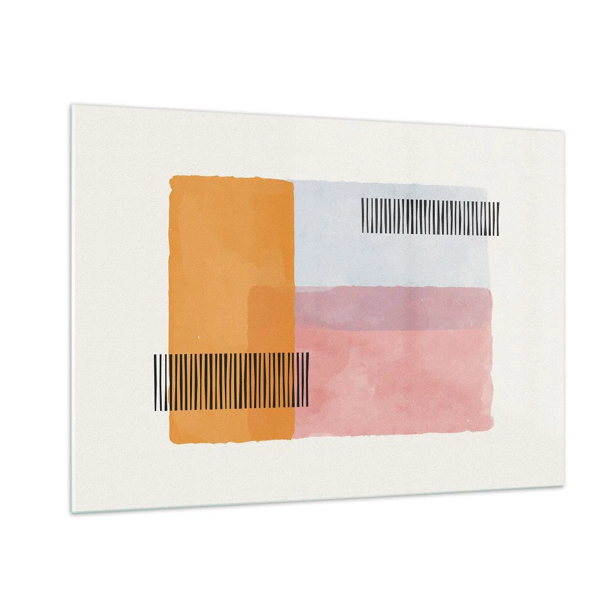 Obraz na szkle - Abstrakcyjne prostokąty z liniami w stylu minimalistycznym - 100x70cm - Z kąta w kąt - Nowoczesna dekoracja ścienna do salonu, kuchni i sypialni ARTTOR