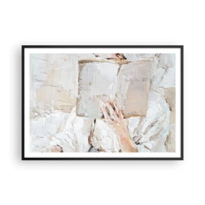 Plakat w czarnej ramie - Impresjonistyczny obraz dłoni trzymającej otwartą książkę - 100x70cm - W innym świecie - Nowoczesna dekoracja ścienna do salonu i sypialni ARTTOR