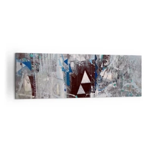 Obraz na płótnie - Abstrakcyjna kompozycja z trójkątami i geometrycznymi wzorami - 160x50cm - Nadrzędny porządek trójkątów - Nowoczesna dekoracja ścienna do salonu i sypialni ARTTOR