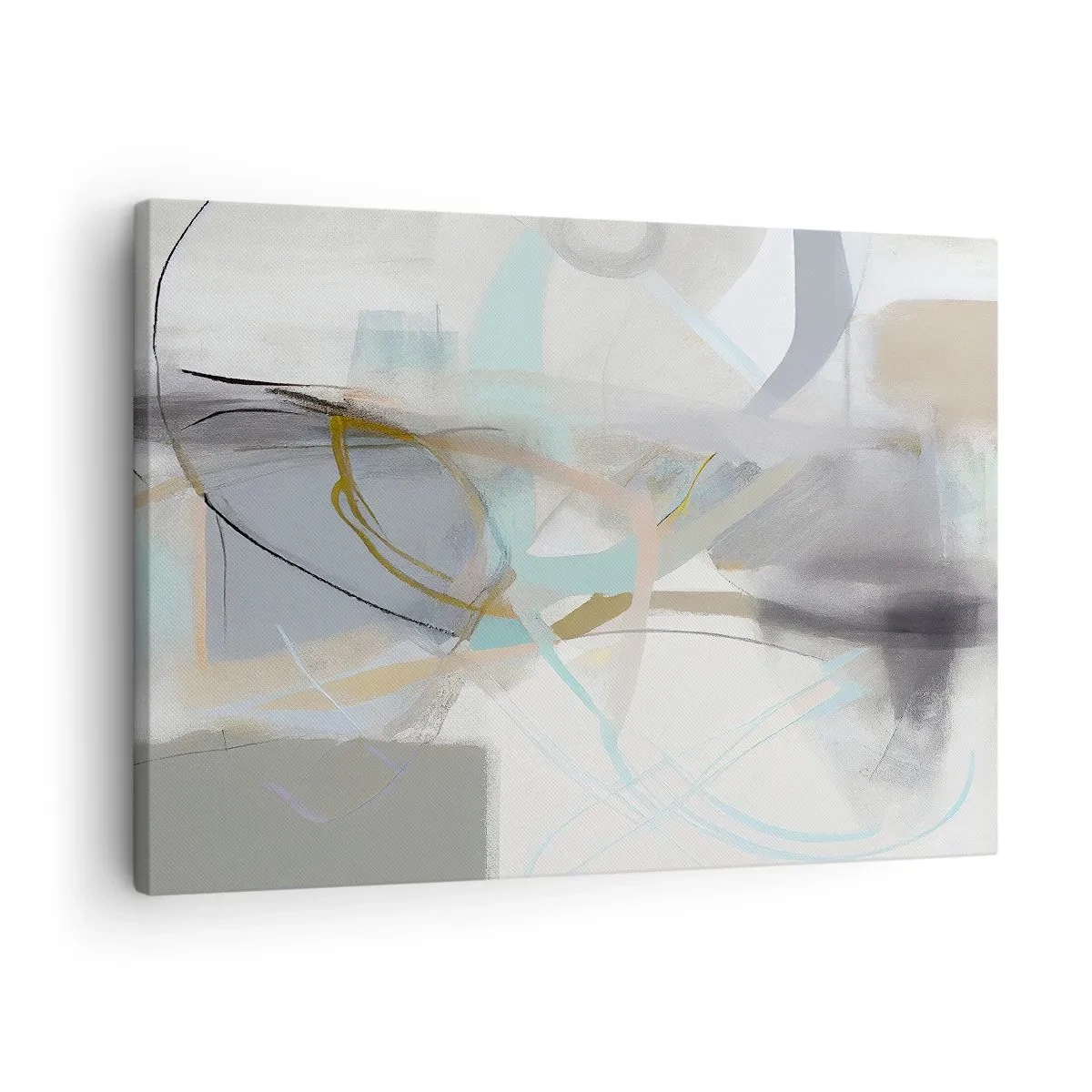 Obraz na płótnie - Pastelowa abstrakcja z delikatnymi liniami - 70x50cm - Abstrakcja zamglona - Nowoczesna dekoracja ścienna do salonu i sypialni ARTTOR