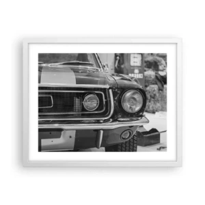 Plakat w białej ramie - Ostra jazda - 50x40 cm