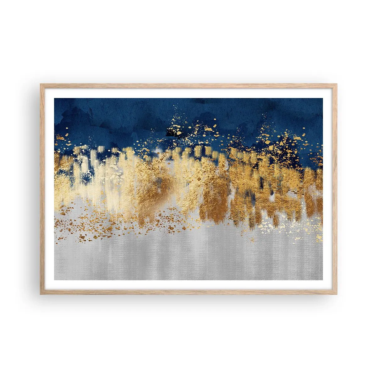 Plakat w ramie jasny dąb - Nowoczesna kompozycja z błyskiem - 100x70 cm