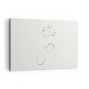 Obraz na płótnie - Minimalistyczny szkic twarzy w stylu line art na białym tle - 120x80cm - Zapętlona w marzeniach - Nowoczesna dekoracja ścienna do salonu, kuchni i sypialni ARTTOR