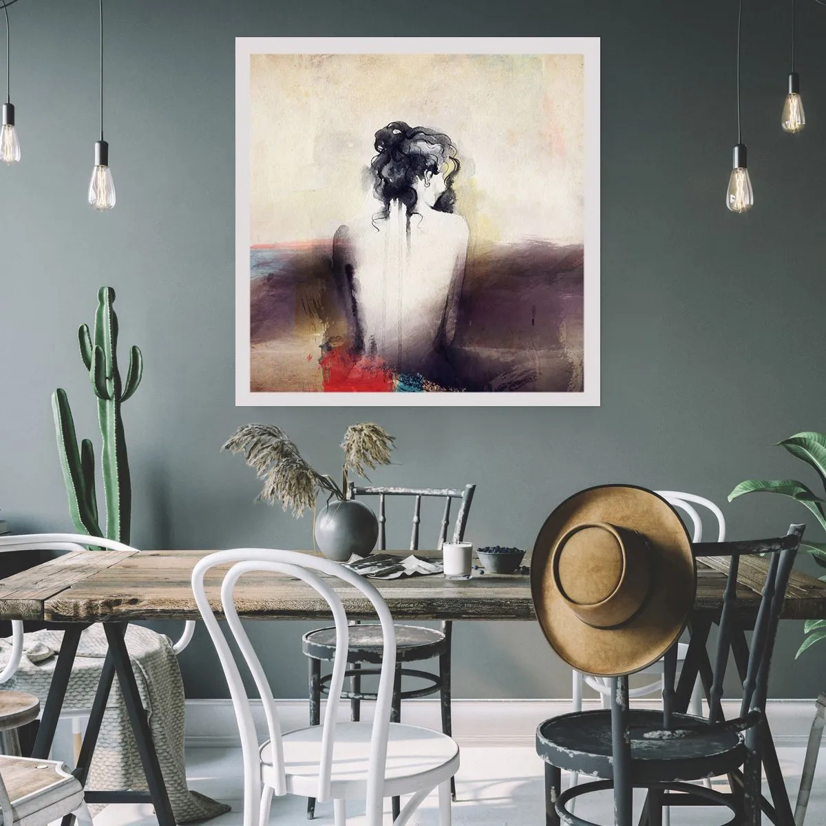 Plakat - Łagodne linie, owalne kształty - 60x60 cm