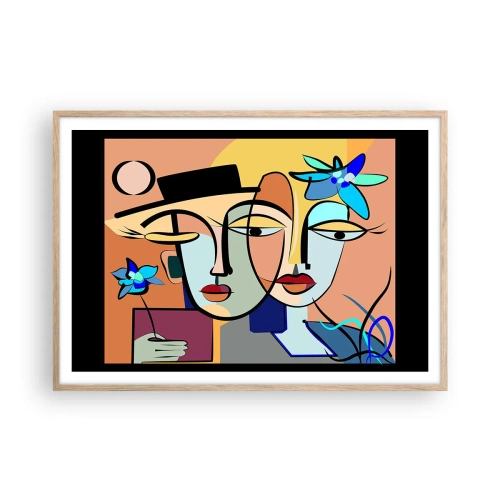 Plakat w ramie jasny dąb - Picassowskie randez vous - 100x70 cm