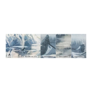 Fototapeta Próbka Premium Canvas - Wędkarze w swoim raju - Abstrakcja, Jezioro, Połów Ryb - 100x30 cm