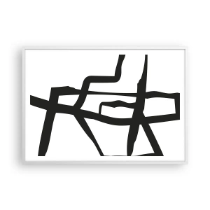 Plakat w białej ramie - Czarno-biała konstrukcja - 100x70 cm